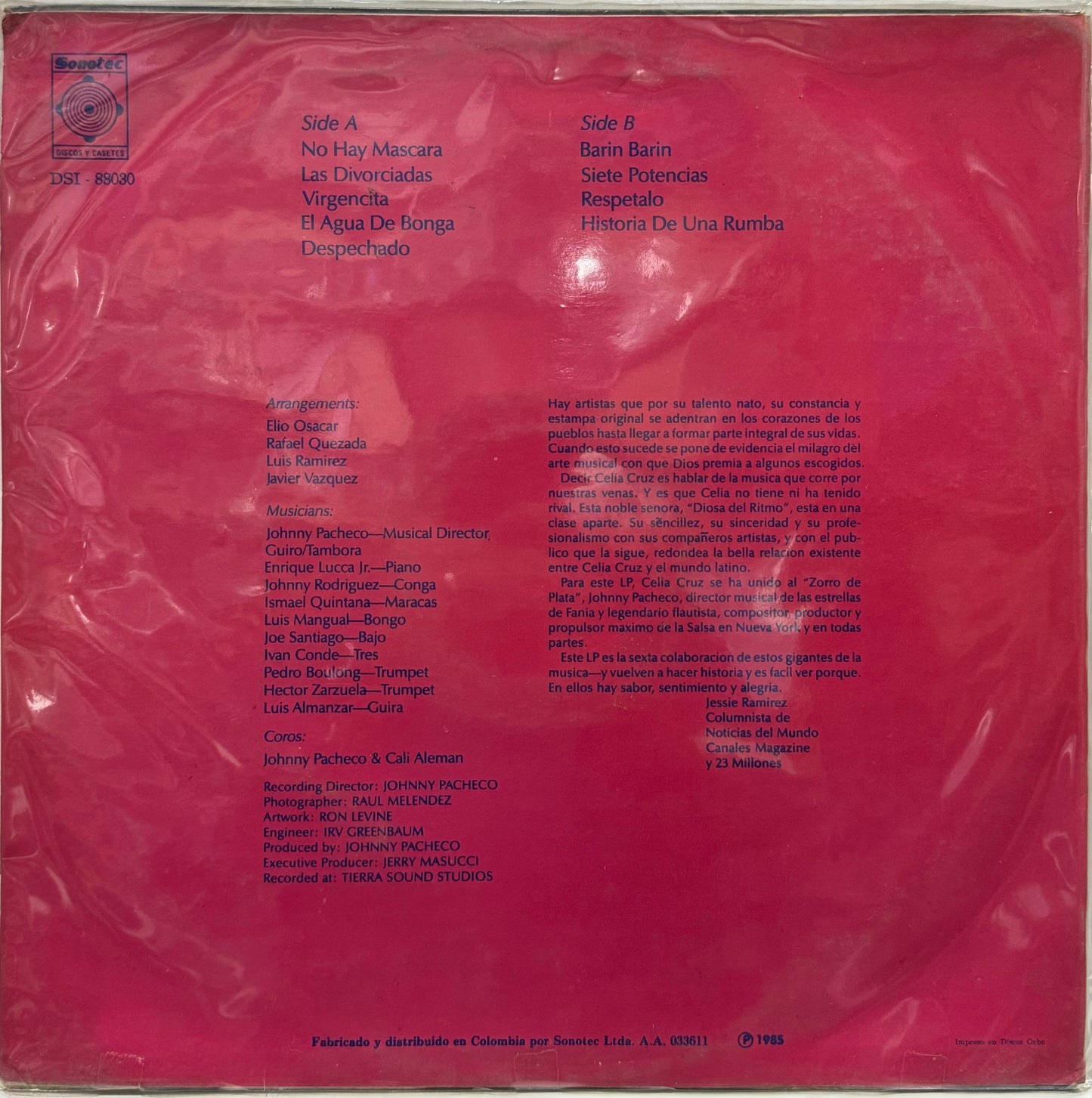 CELIA CRUZ Y JOHNNY PACHECO - DE NUEVO LP