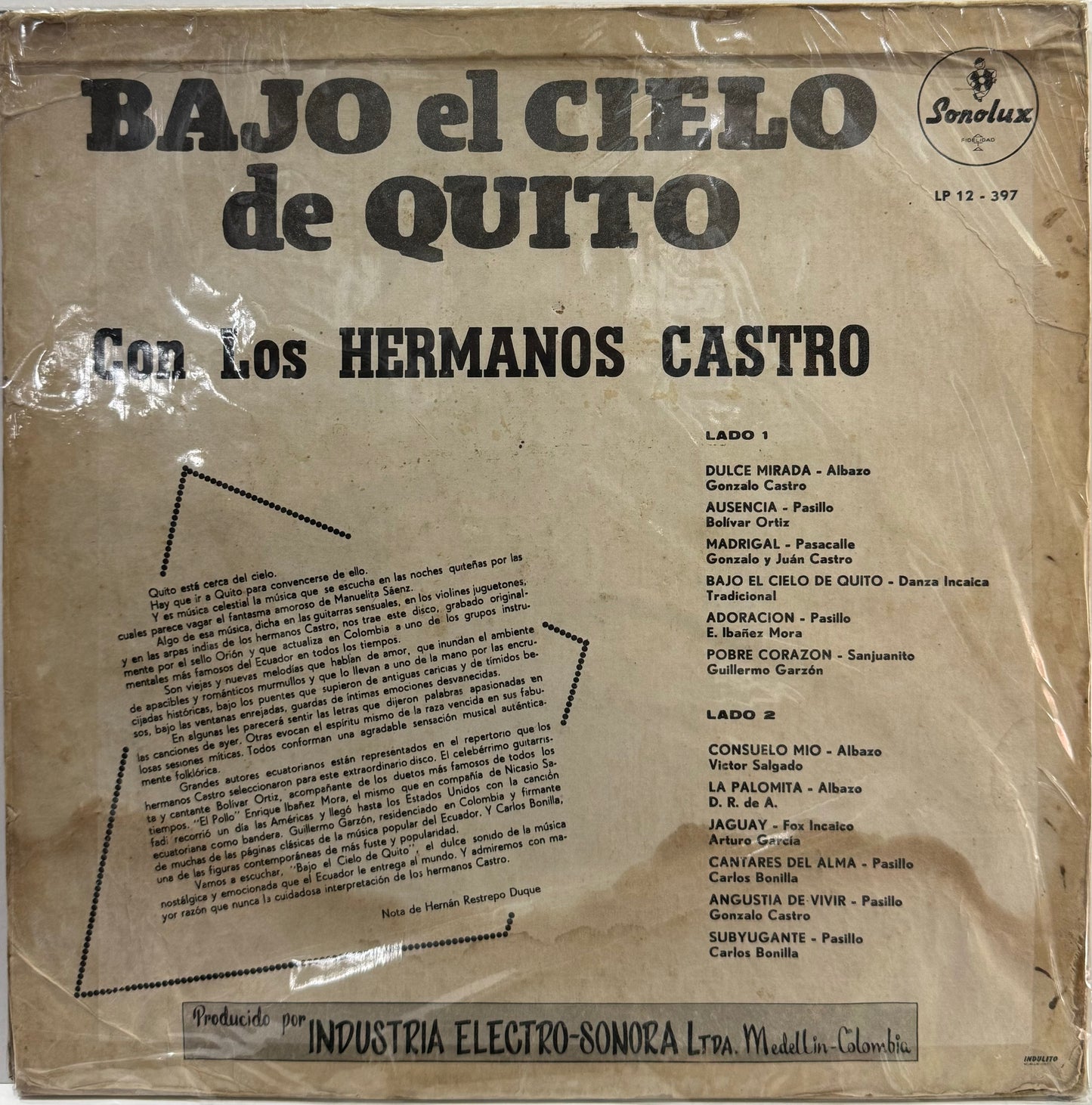 LOS HERMANOS CASTRO - BAJO EL CIELO DE QUITO LP