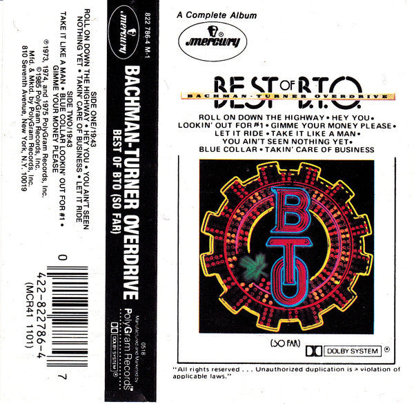 BACHMAN-TURNER OVERDRIVE - BEST OF BTO CASSETTE