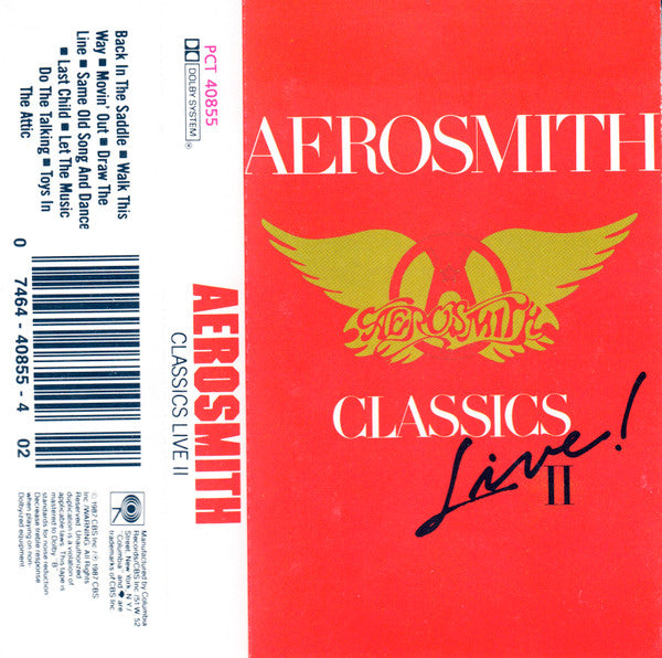 AEROSMITH - CLASSICS LIVE II CASSETTE