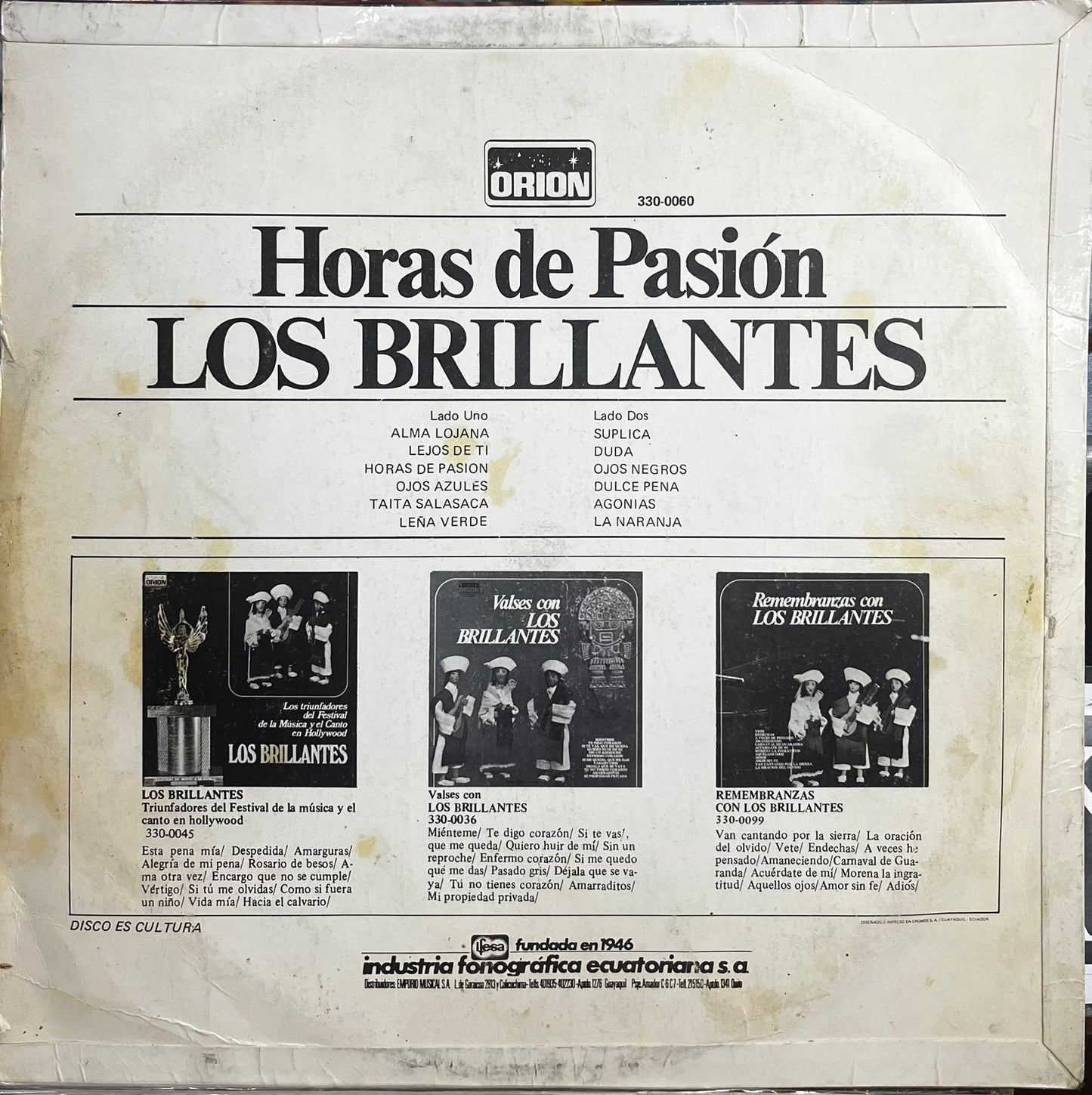 LOS BRILLANTES - HORAS DE PASION LP