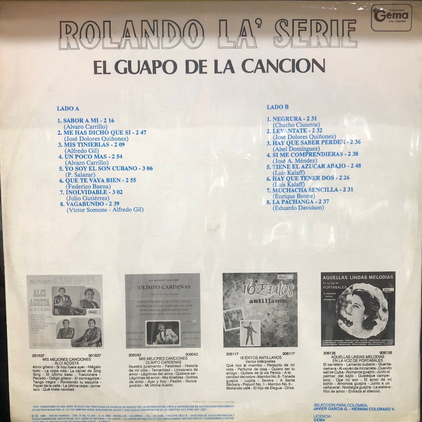 ROLANDO LA´SERIE - EL GUAPO DE LA CANCION LP