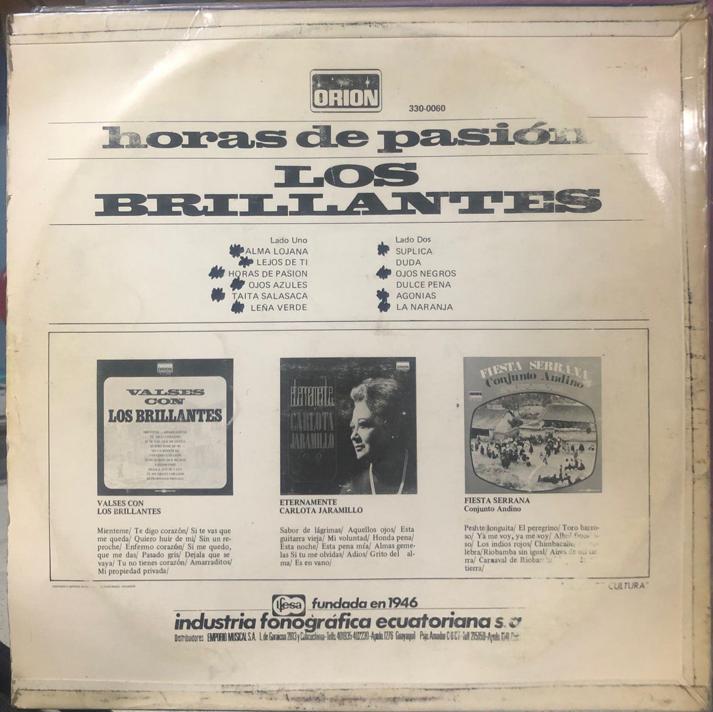 LOS BRILLANTES - HORAS DE PASION LP