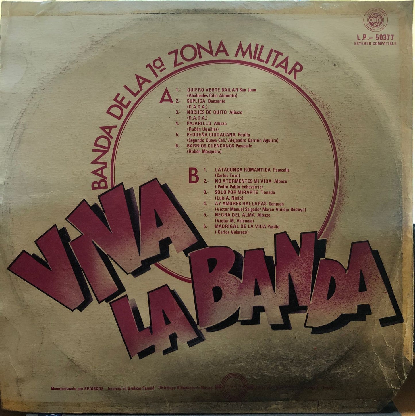 BANDA DE LA 1° ZONA MILITAR - VIVA LA BANDA LP (DE EPOCA)