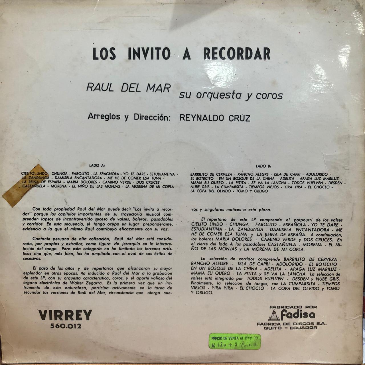 RAUL DEL MAR - LOS INVITO A RECORDAR LP