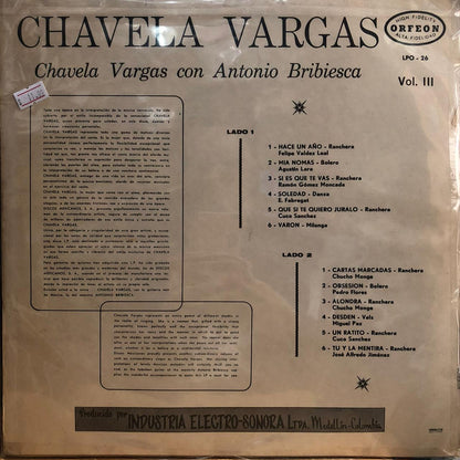CHAVELA VARGAS - CON ANTONIO BRIBIESCA VOL. III LP