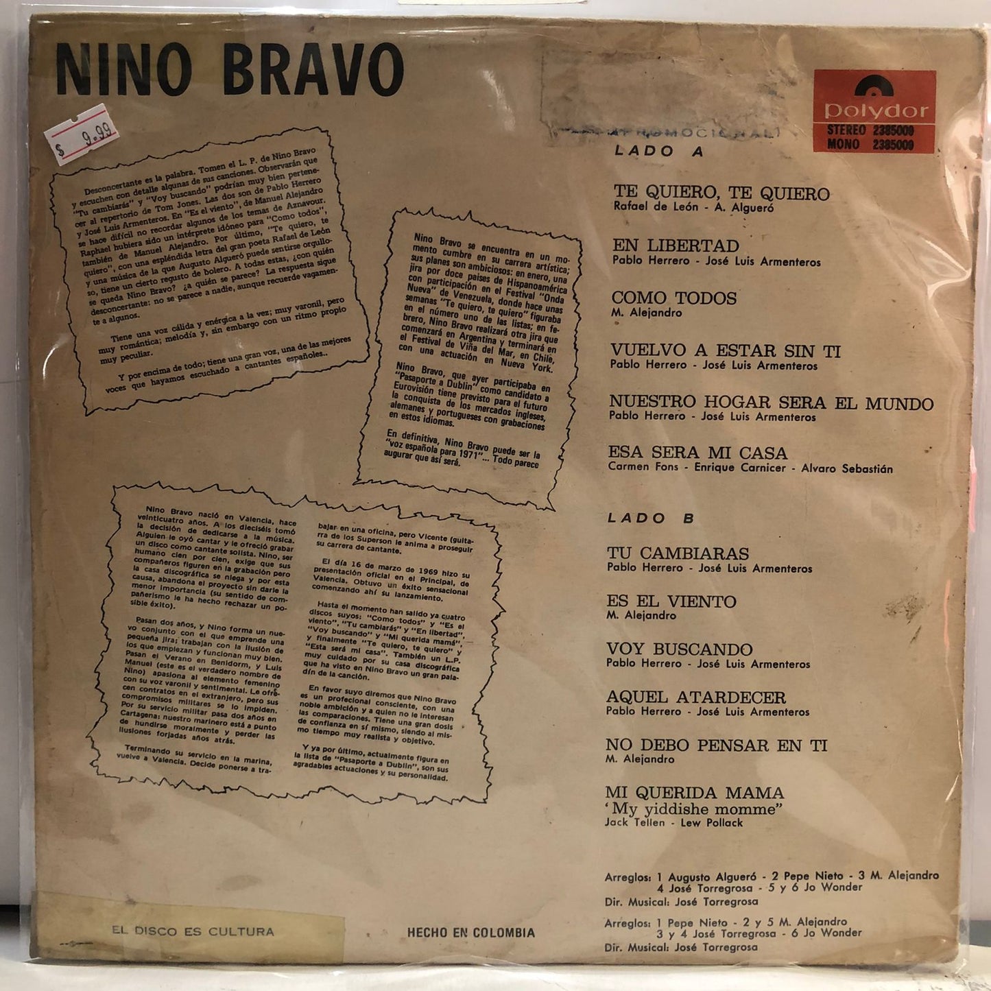 NINO BRAVO - TE QUIERO, TE QUIERO LP