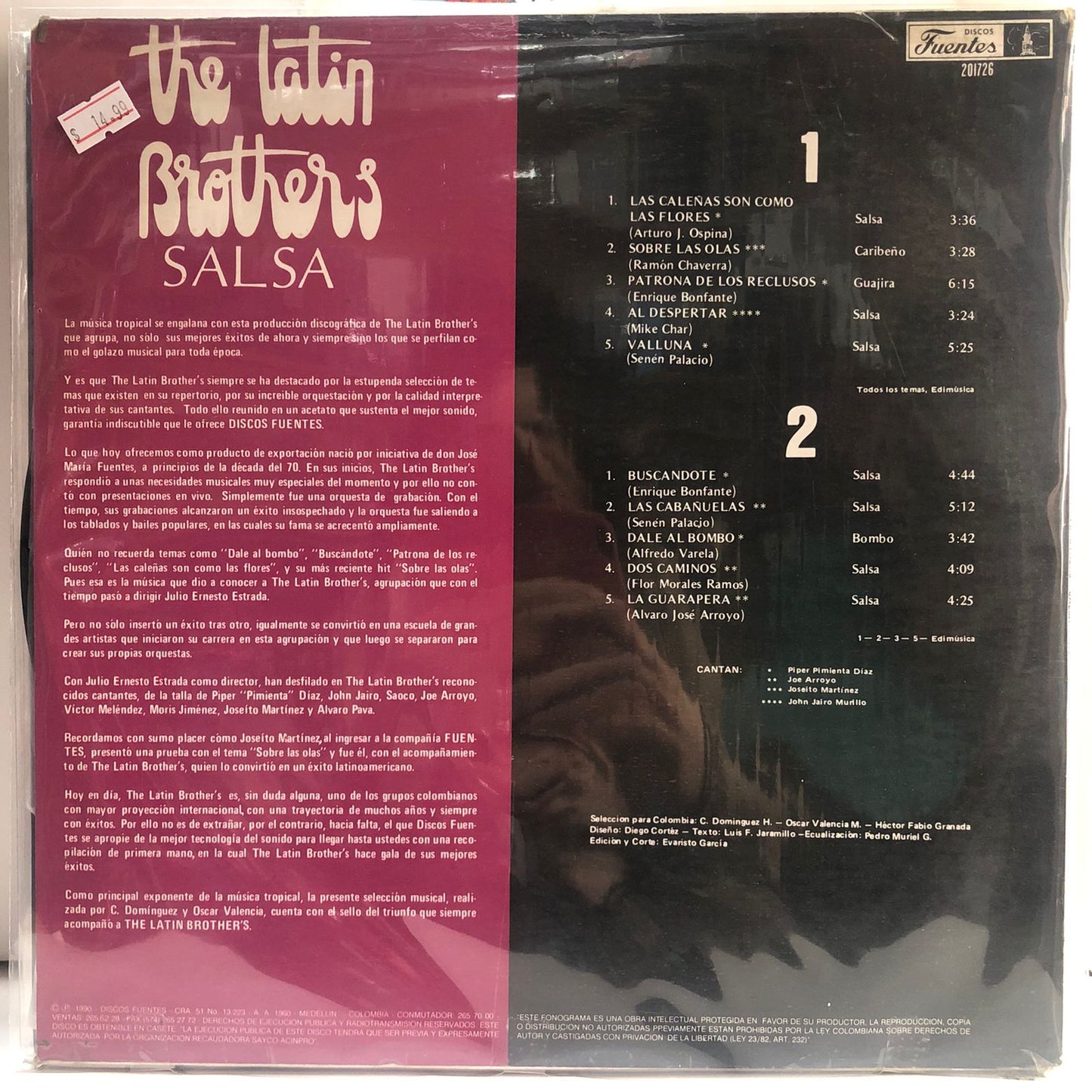 THE LATIN BROTHERS - SALSA GRANDES EXITOS LP