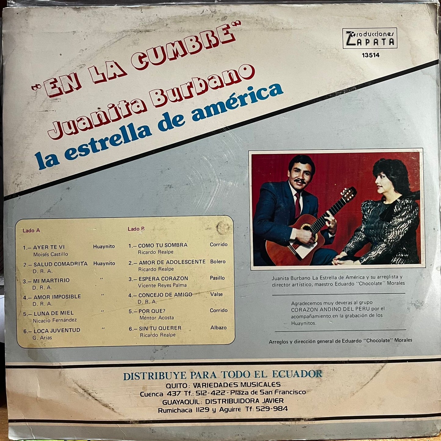 JUANITA BURBANO - EN LA CUMBRE LP (DE EPOCA)