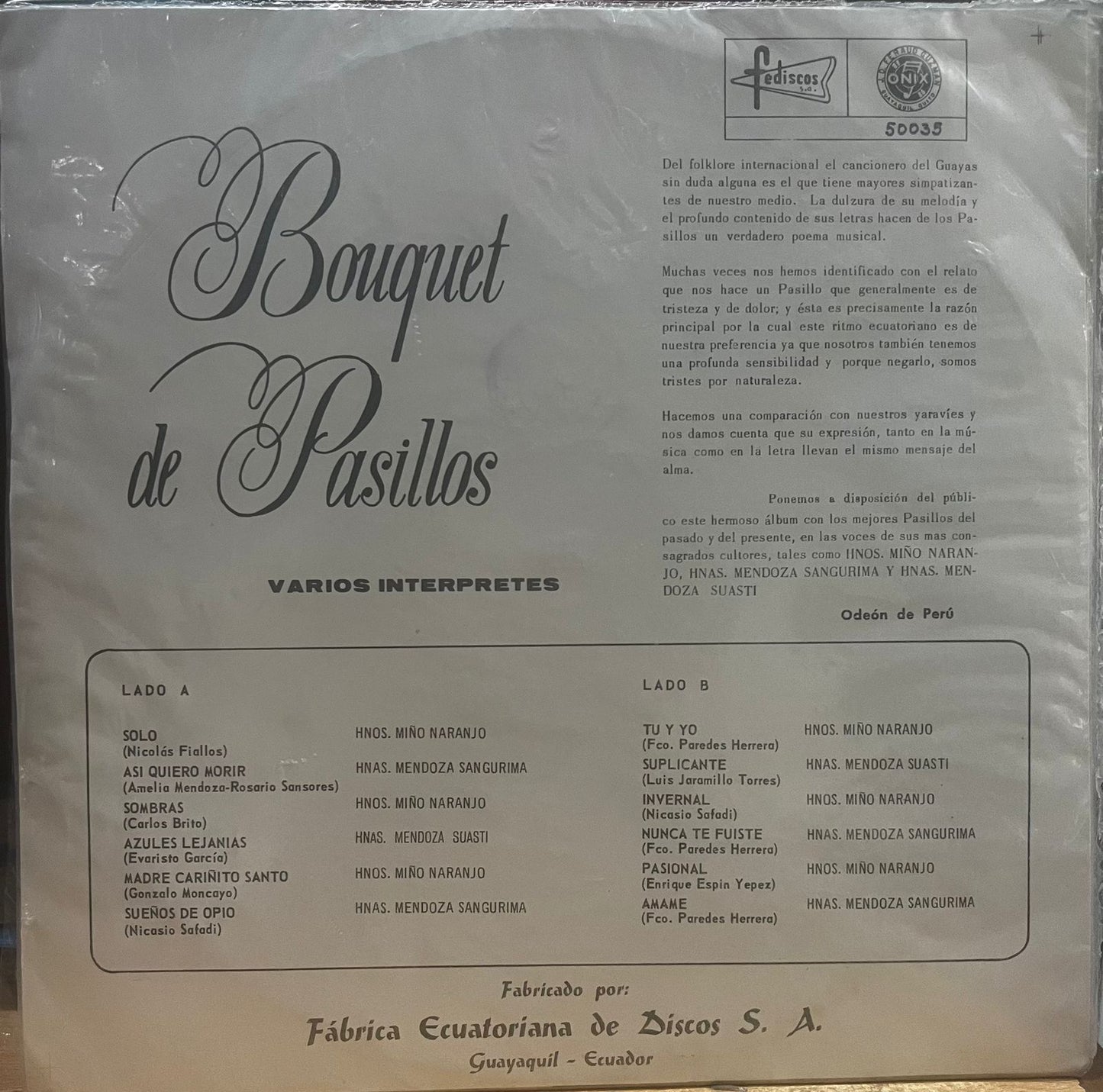 BOUQUET DE PASILLOS - VARIOS INTERPRETES LP