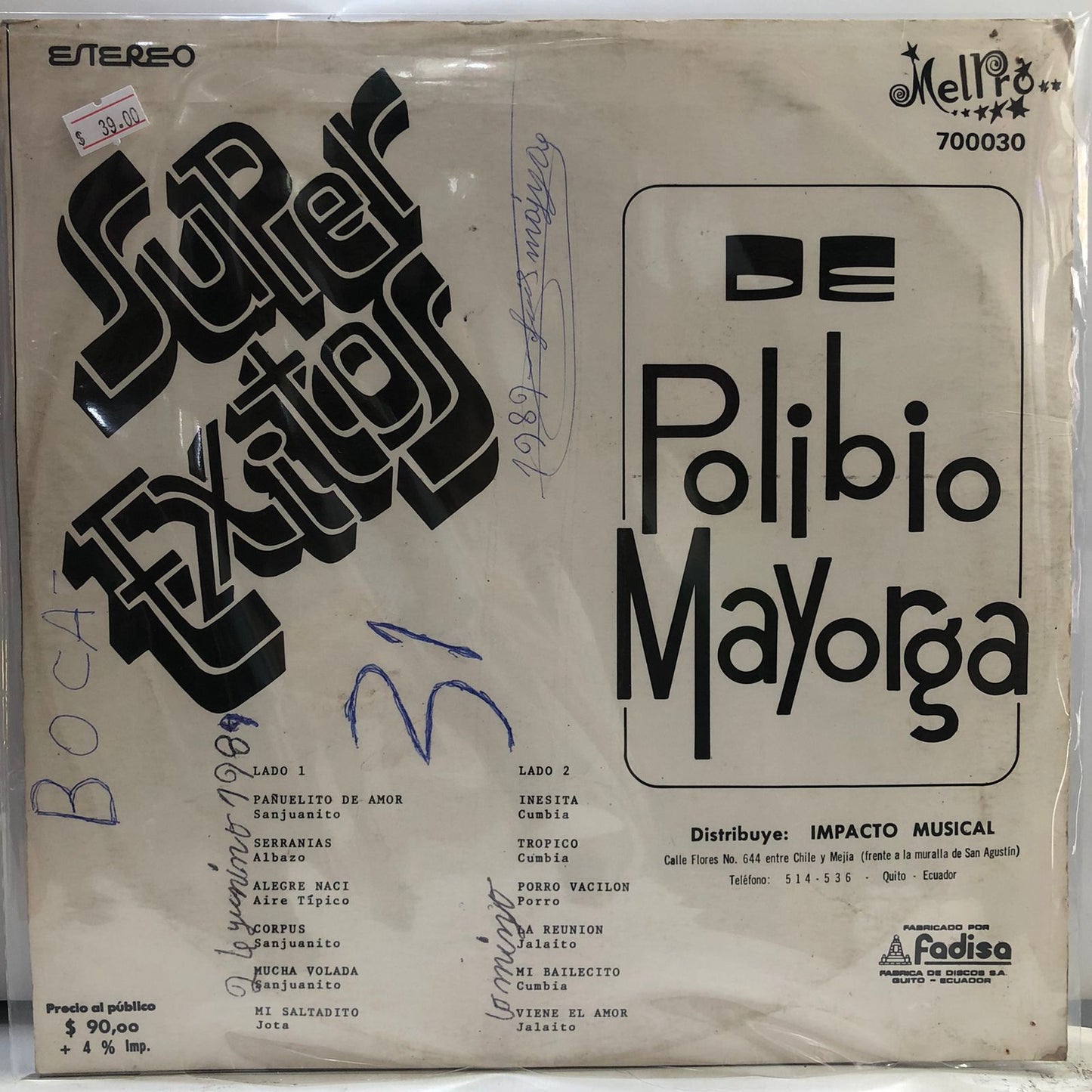 POLIBIO MAYORGA - SUPER EXITOS DE LP