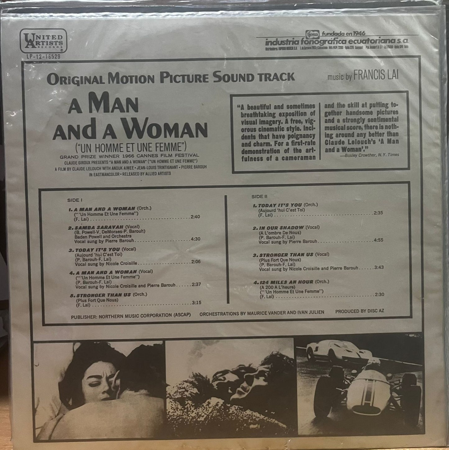 A MAN AND A WOMAN - ORIGINAL MOTION PICTURE SOUND TRACK LP (DE EPOCA)