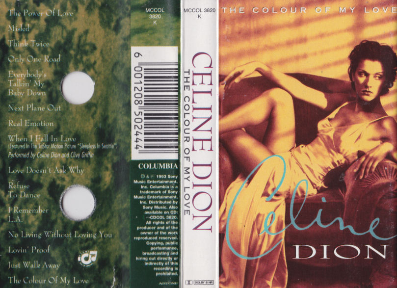 CELINE DION - THE COLOUR OF MY LOVE CASSETTE