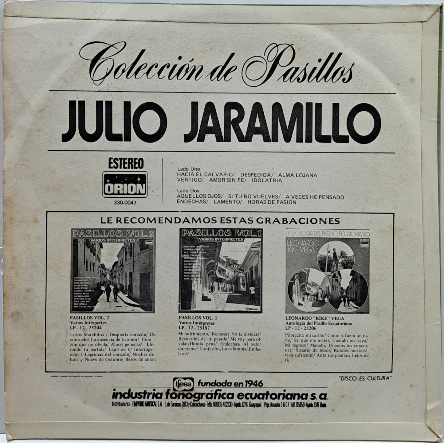 JULIO JARAMILLO - COLECCION DE PASILLOS LP