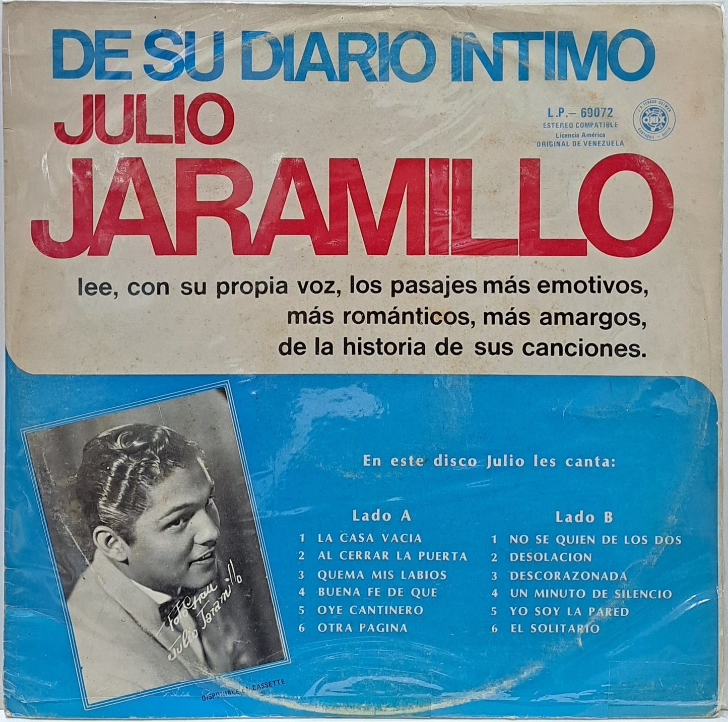 JULIO JARAMILLO - DE SU DIARIO INTIMO  LP