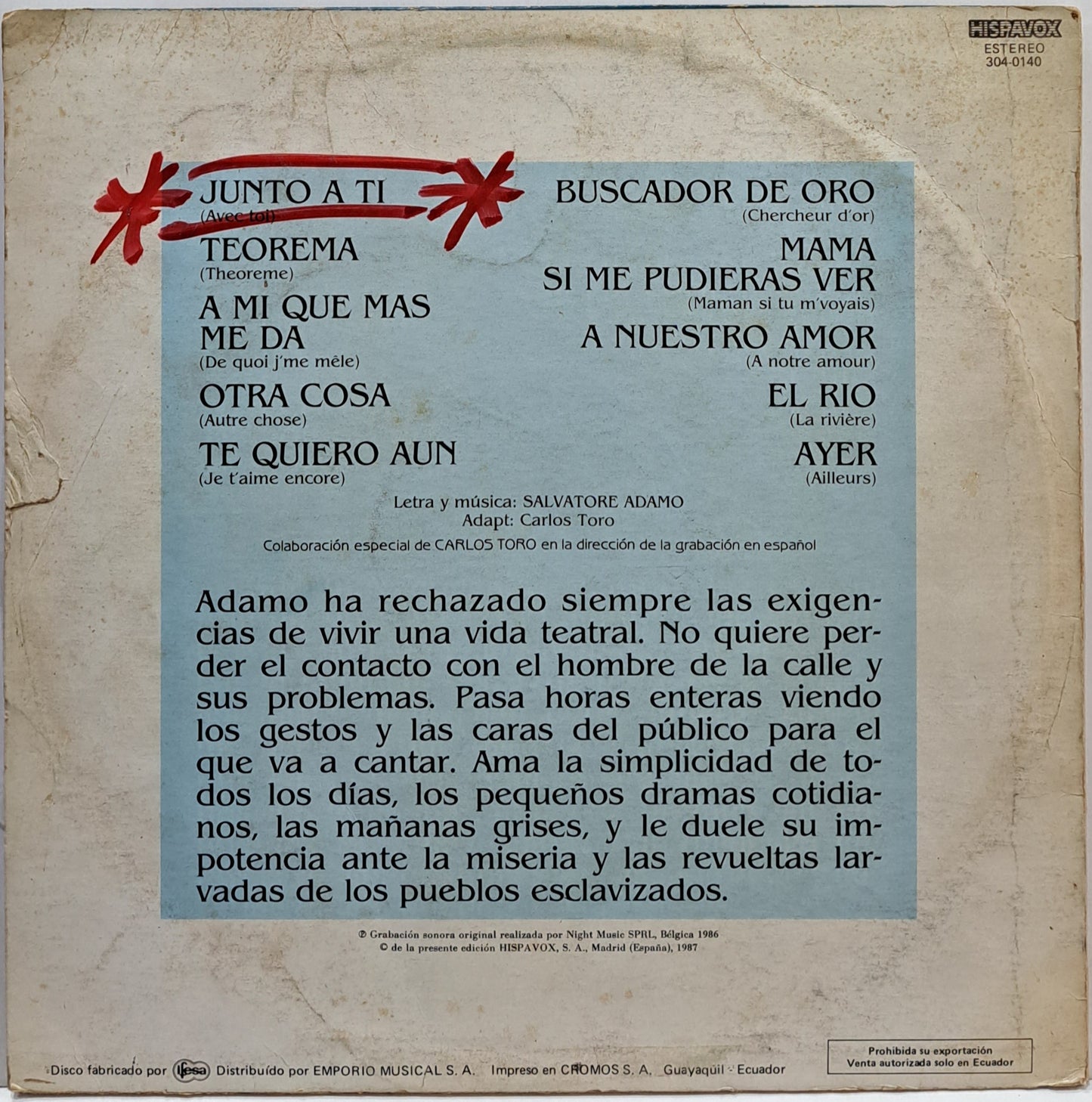 ADAMO - BUSCADOR DE ORO LP