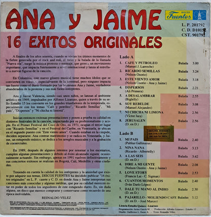 ANA Y JAIME - 16 EXITOS ORIGINALES LP