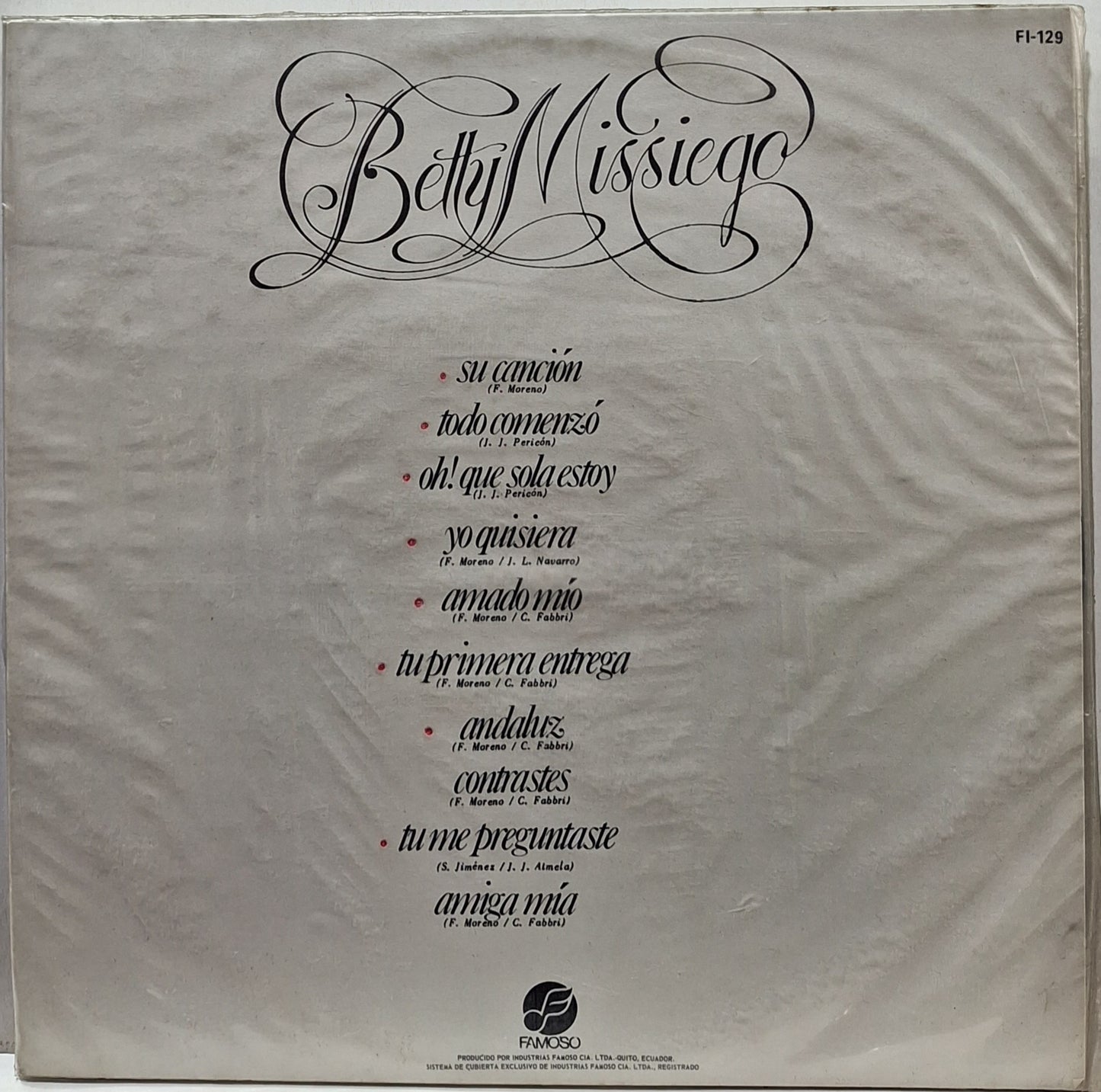 BETTY MISSIEGO - SU CANCION LP