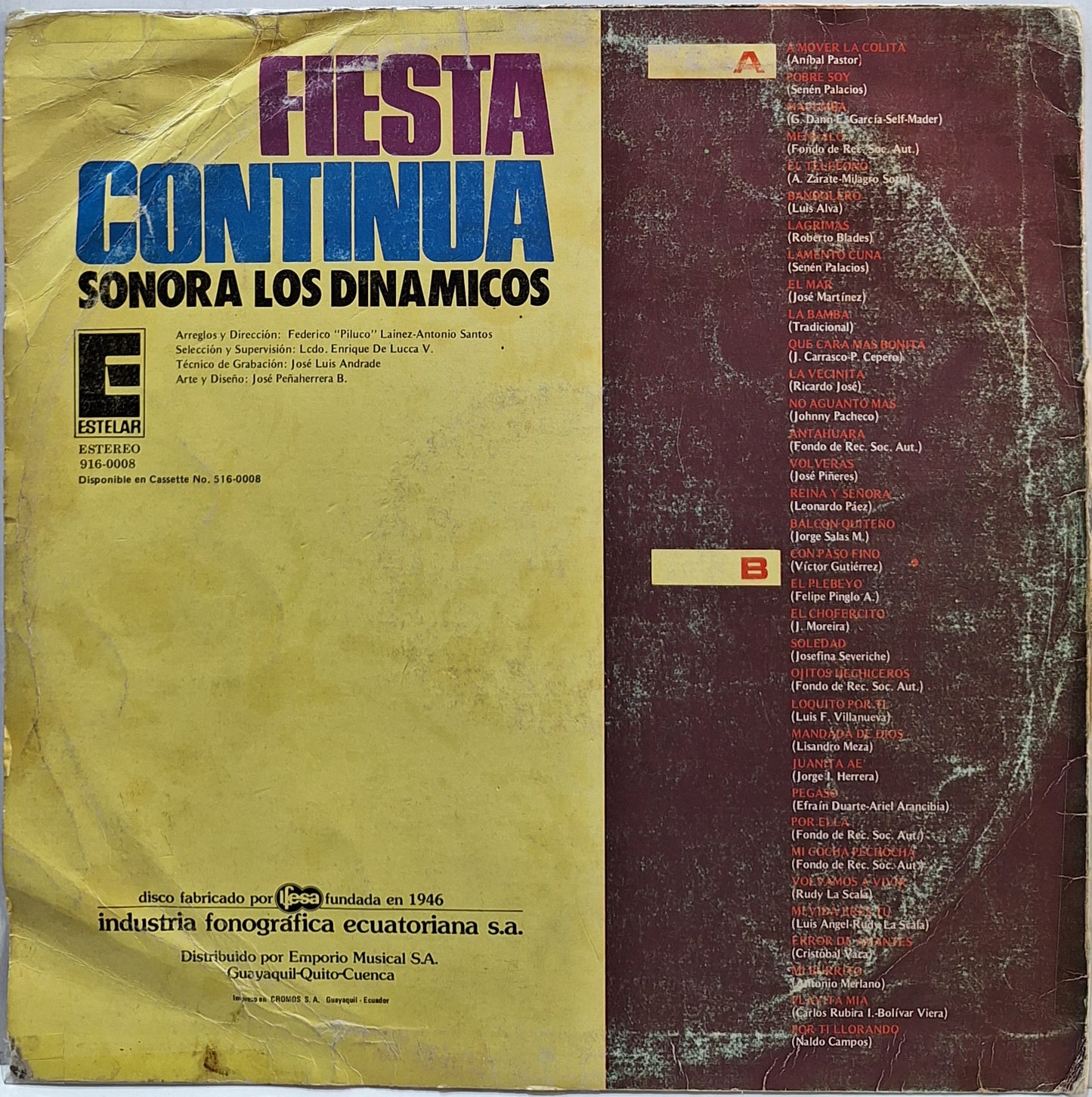 SONORA LOS DINAMICOS - FIESTA CONTINUA VOL.9 LP