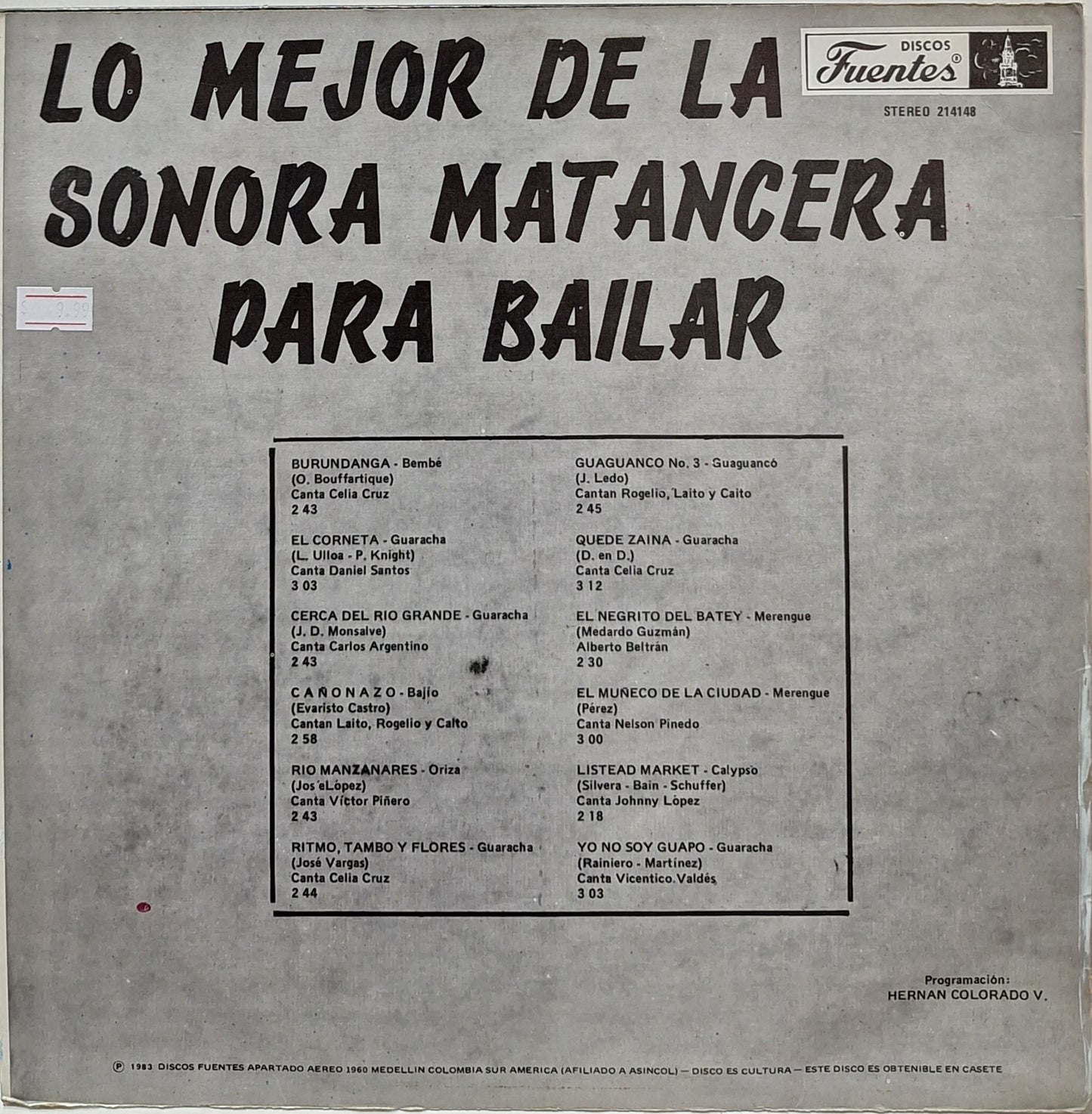 SONORA MATANCERA - LO MEJOR PARA BAILAR    LP