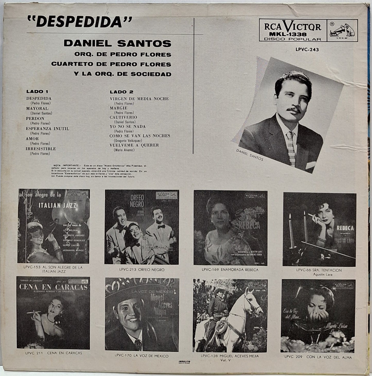 DANIEL SANTOS - LA DESPEDIDA  LP