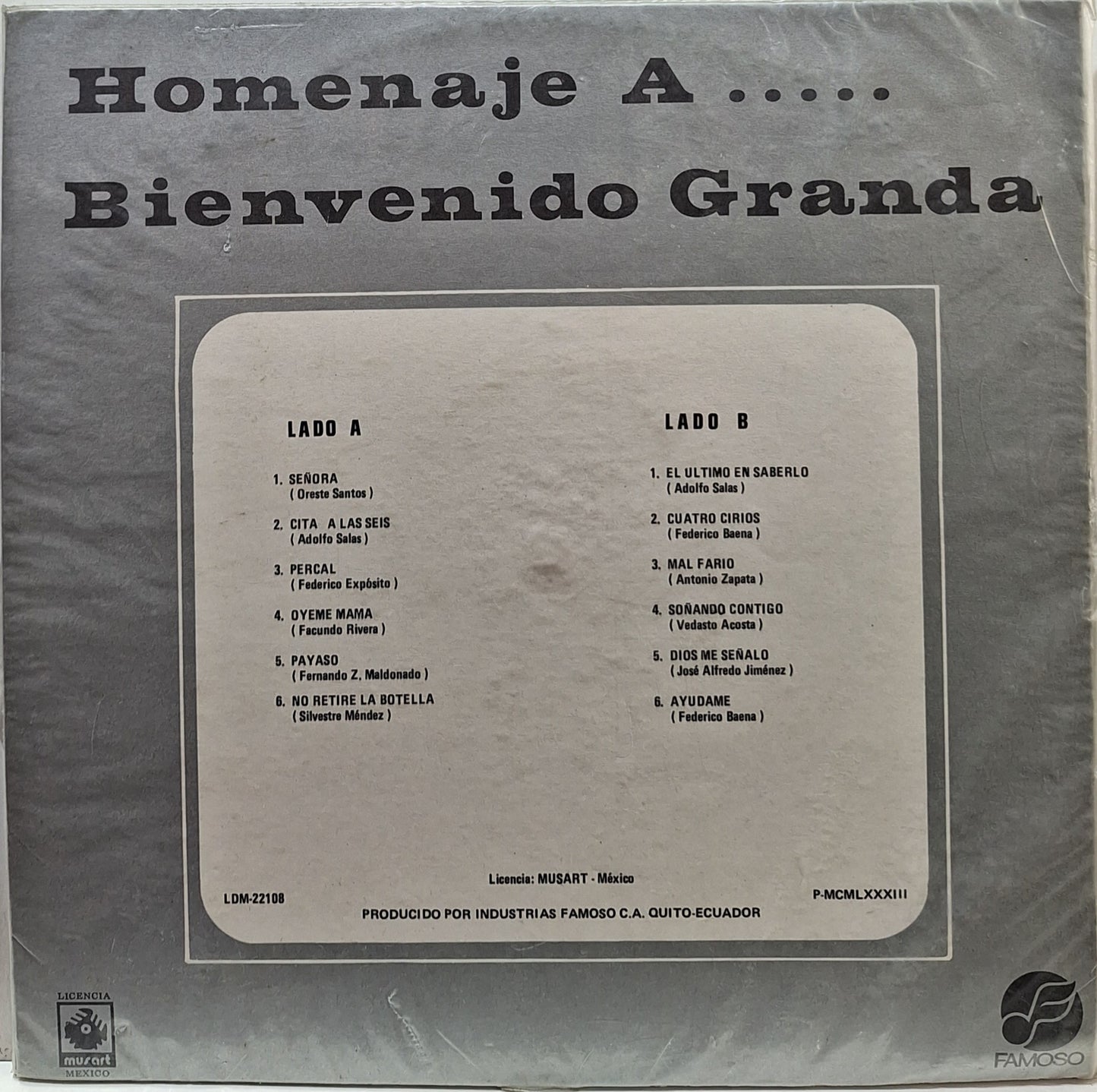 BIENVENIDO GRANDA - HOMENAJE A  LP