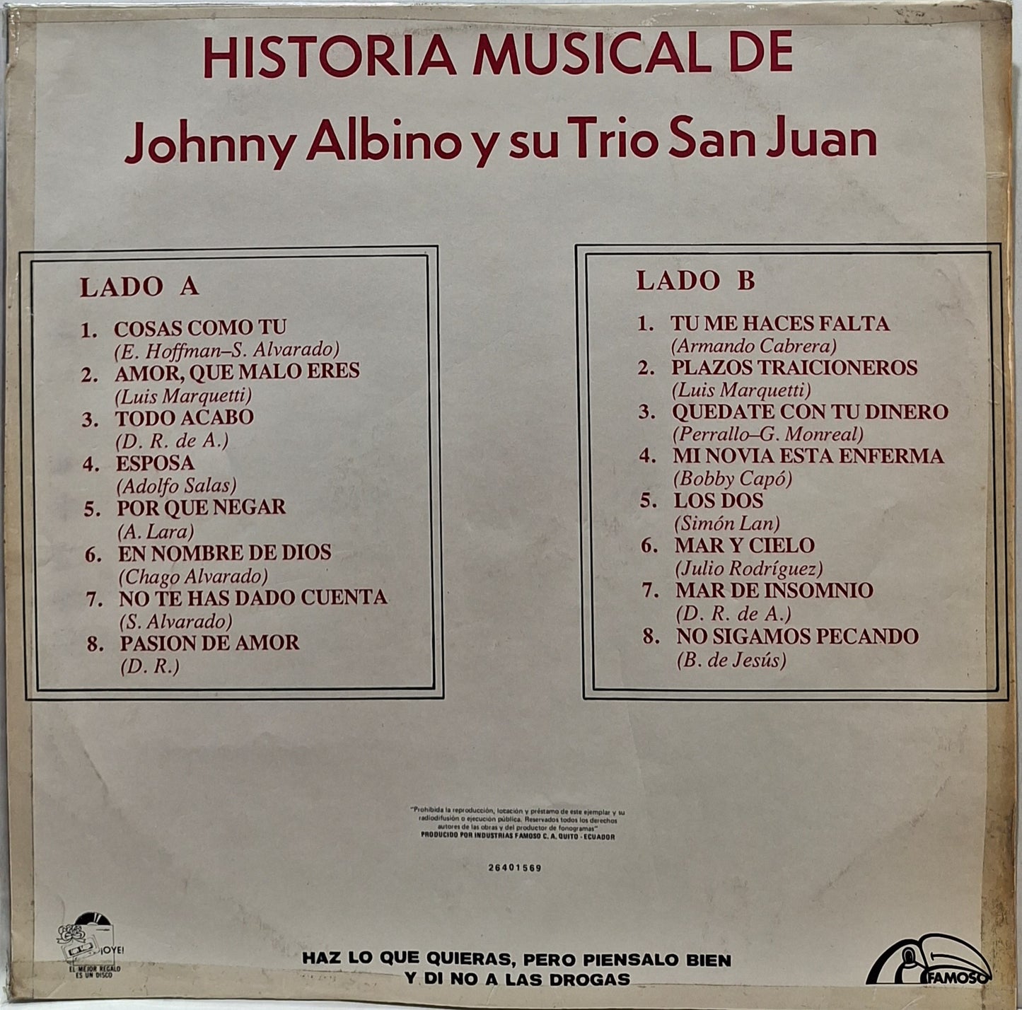 JOHNNY ALBINO - HISTORIA MUSICAL  LP