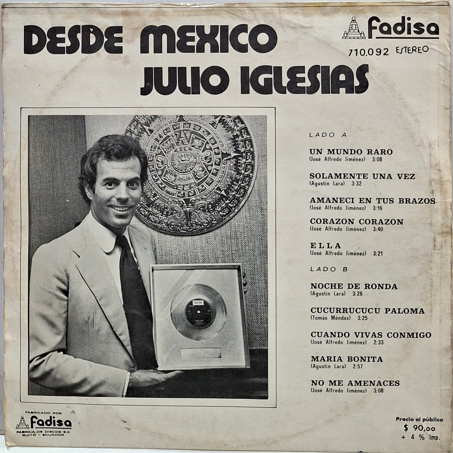 JULIO IGLESIAS - DESDE MEXICO LP