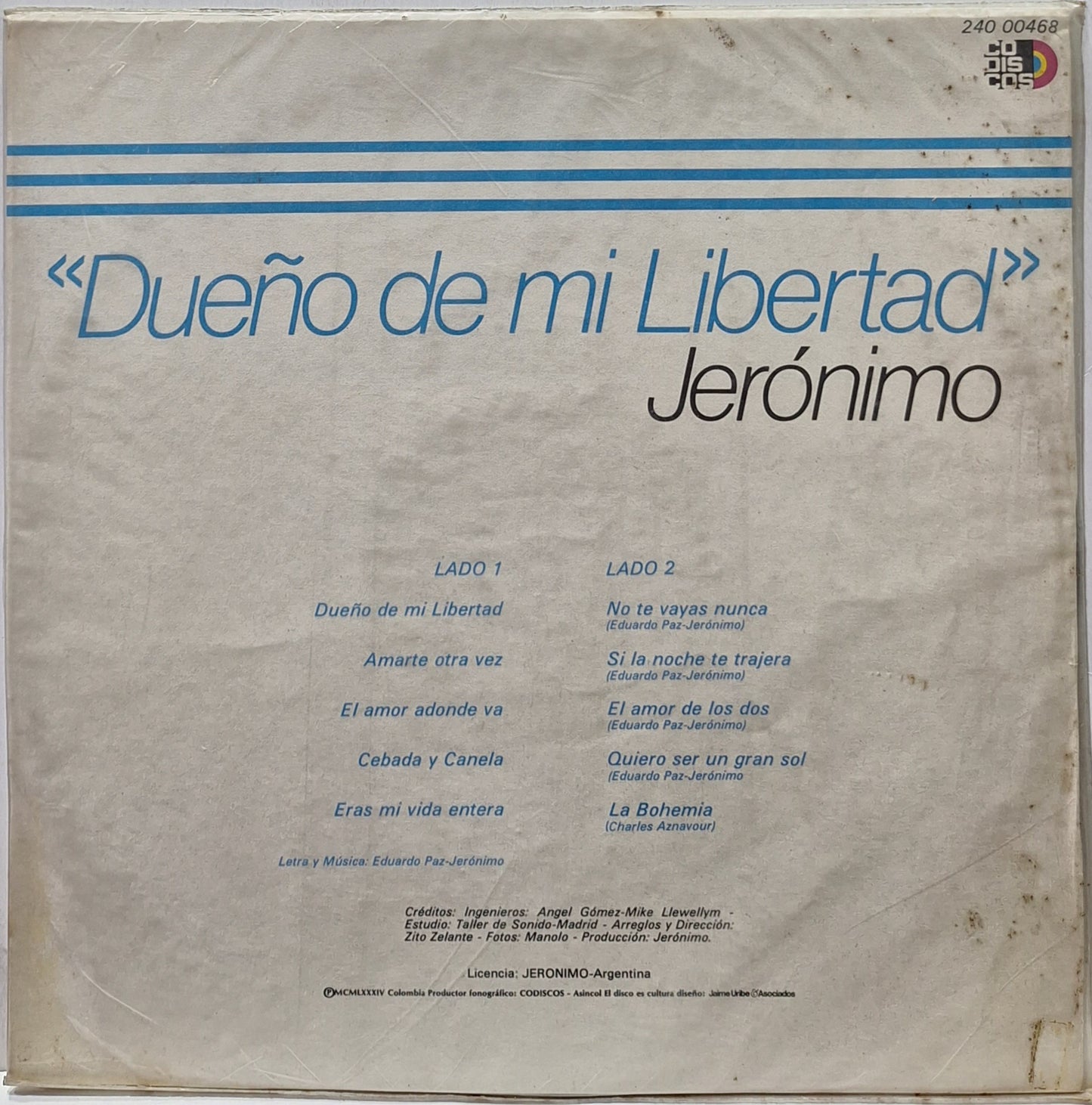 JERONIMO - DUEÑO DE MI LIBERTAD  LP