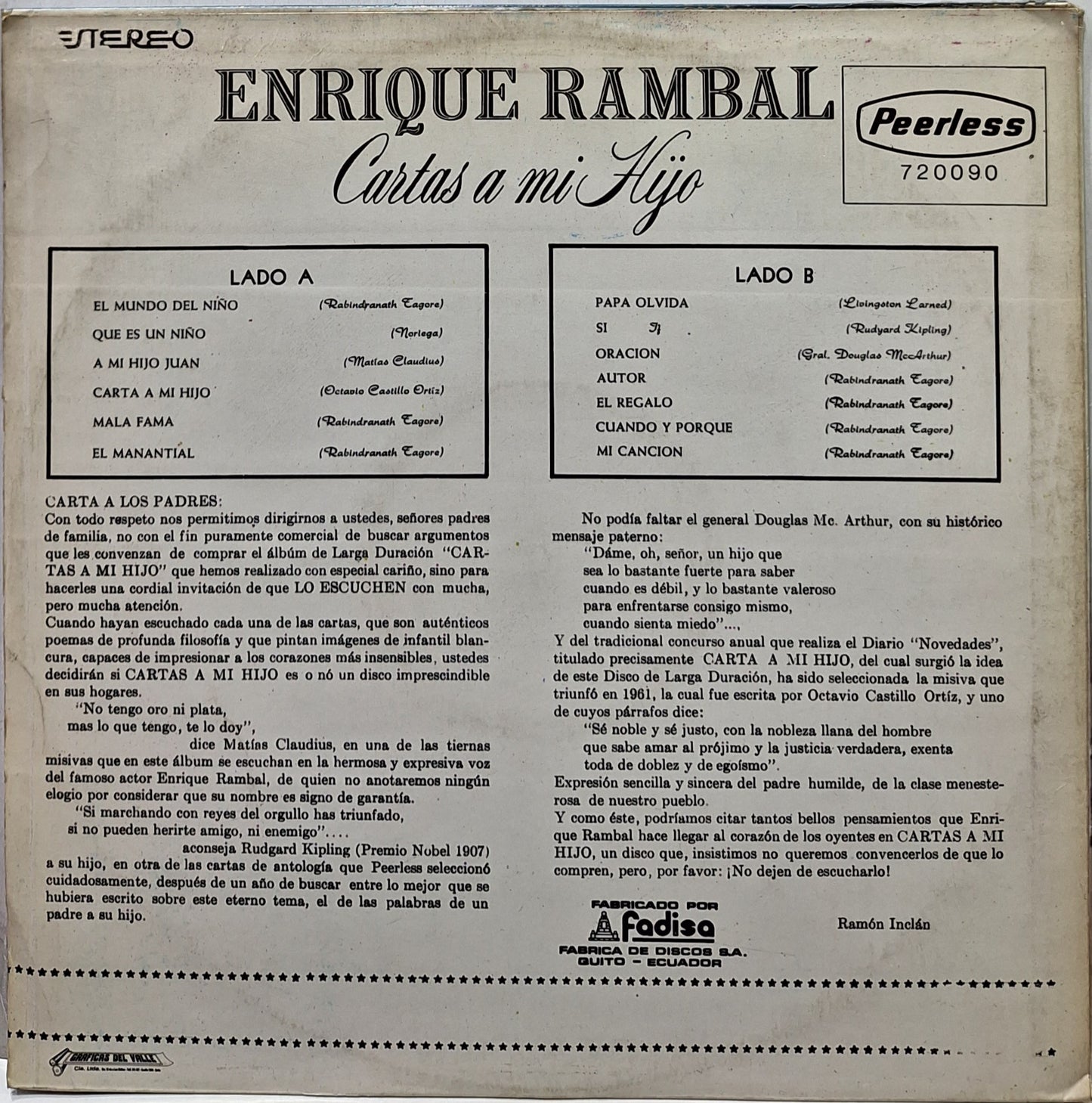 ENRIQUE RAMBAL - CARTAS A MI HIJO LP