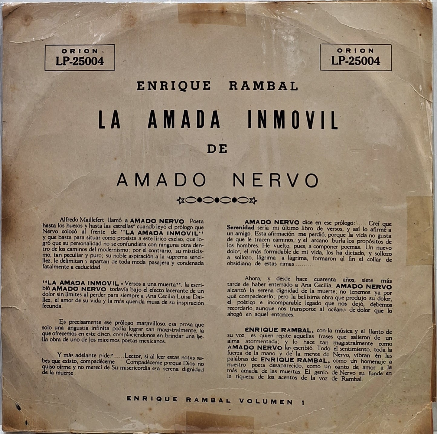 ENRIQUE RAMBAL - LA AMADA INMOVIL LP