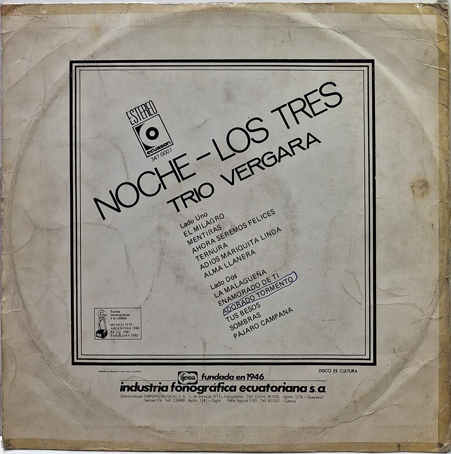 TRIO VERGARA - NOCHE LOS TRES  LP