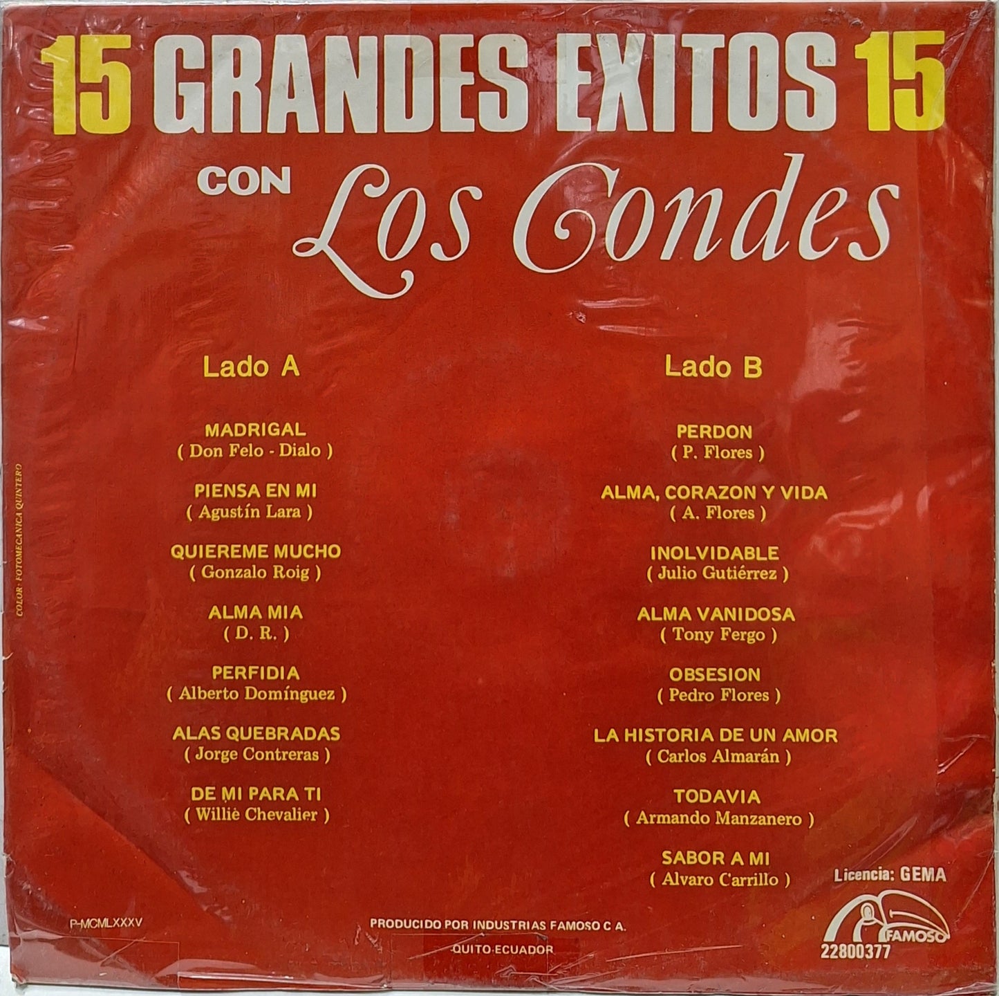 LOS CONDES - 15 GRANDES EXITOS  LP