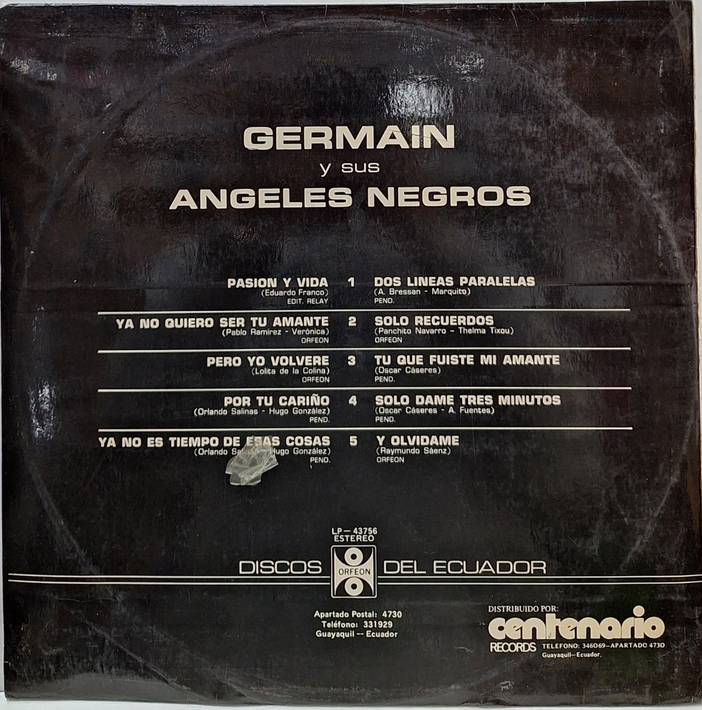 GERMAIN Y SUS ANGELES NEGROS - DOS LINEAS PARALELAS  LP