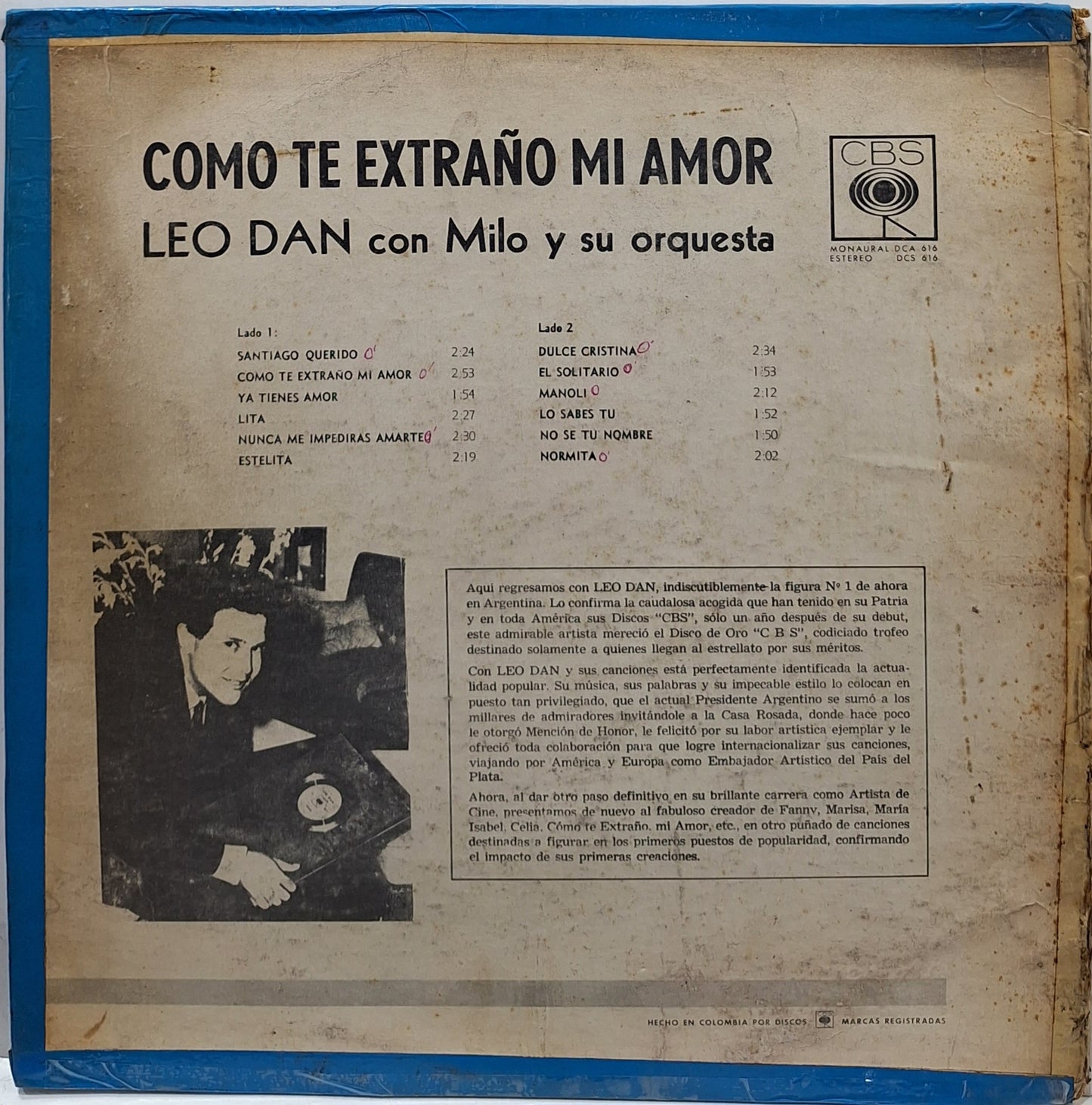 LEO DAN - COMO TE EXTRAÑO MI AMOR  LP