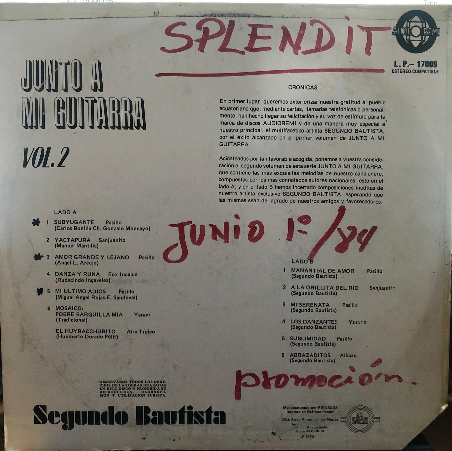 SEGUNDO BAUTISTA - JUNTO A MI GUITARRA VOL.2 LP