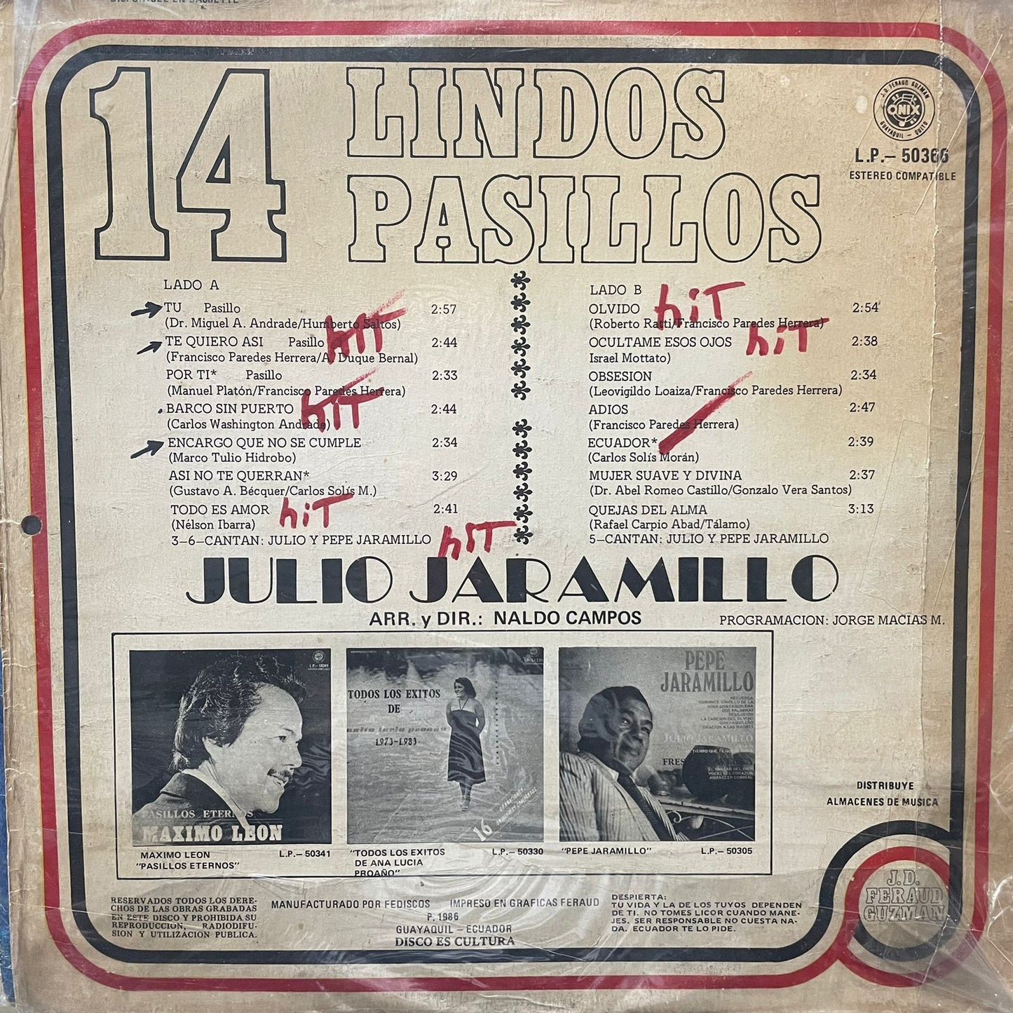 JULIO JARAMILLO - 14 LINDOS PASILLOS LP (DE EPOCA)
