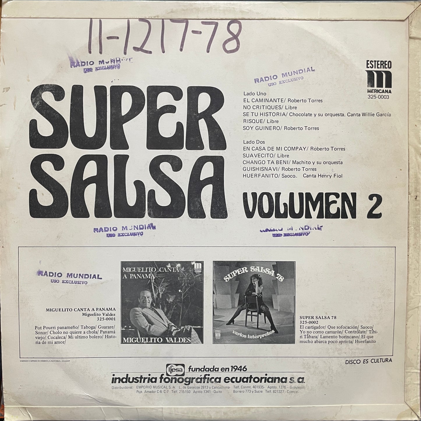 VARIOS INTERPRETES - SUPER SALSA VOLUMEN 2 LP