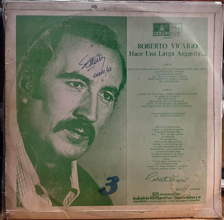 ROBERTO VICARIO - HACE UNA LARGA ANGUSTIA LP