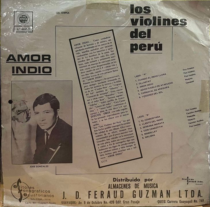 LOS VIOLINES DE PERU - AMOR INDIO LP