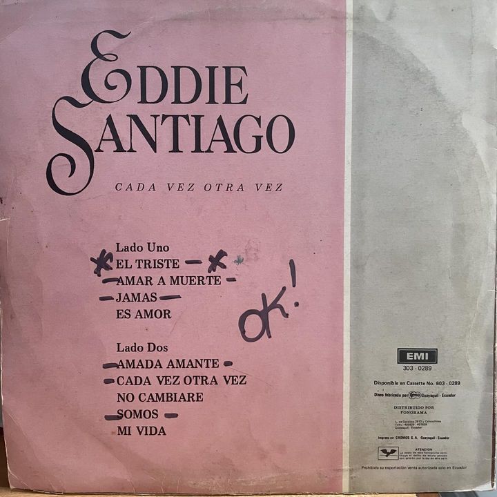 EDDIE SANTIAGO - CADA VEZ OTRA VEZ LP