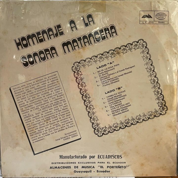 FANIA - HOMENAJE A LA SONORA MATANCERA LP (DE EPOCA)