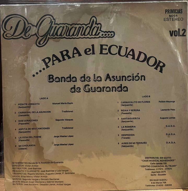 BANDA DE LA ASUNCION DE GUARANDA - DE GUARANDA PARA EL ECUADOR VOL.2 LP