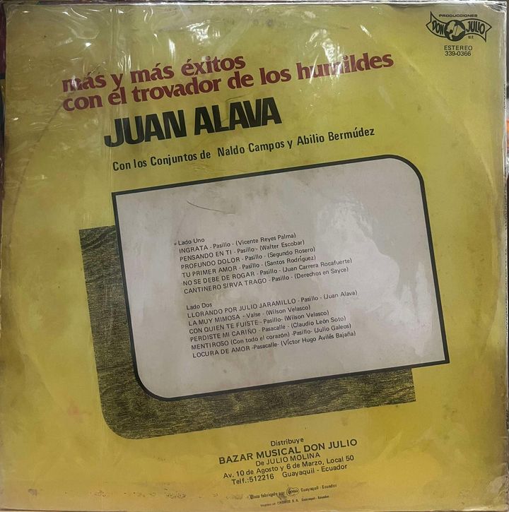 JUAN ALAVA - MAS Y MAS EXITOS CON EL TROVADOR DE LOS HUMILDES LP