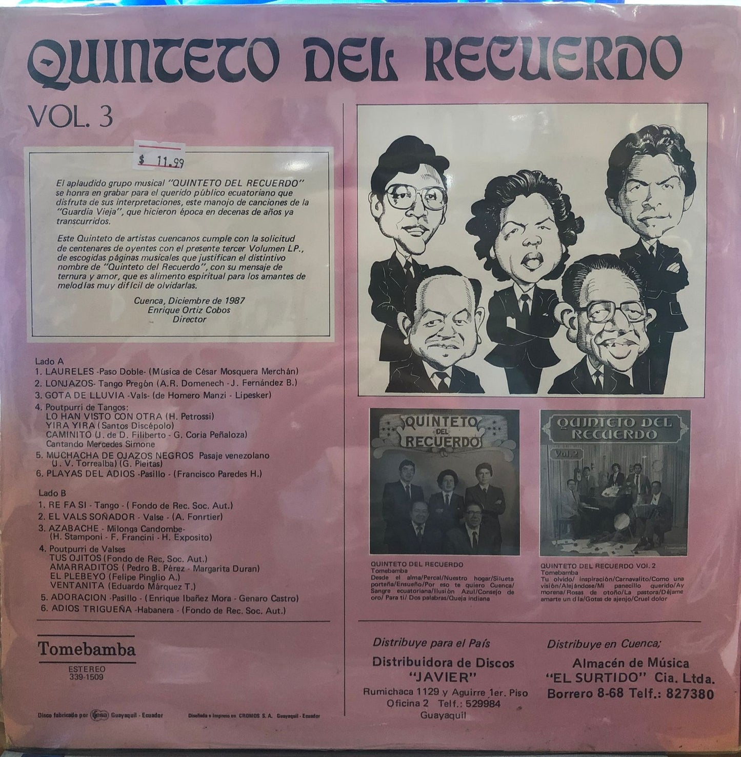 QUINTETO EL RECUERDO VOL.3 LP