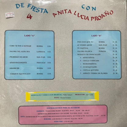 ANITA LUCIA PROAÑO - DE FIESTA 4 LP (DE EPOCA)