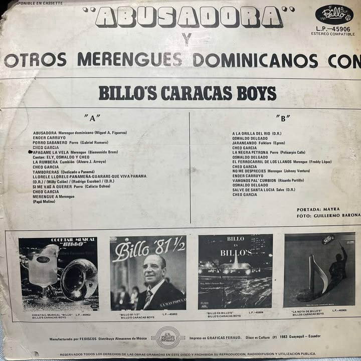 BILLO´S CARACAS BOYS - ABUSADORA Y OTROS MERENGUES DOMINICANOS LP