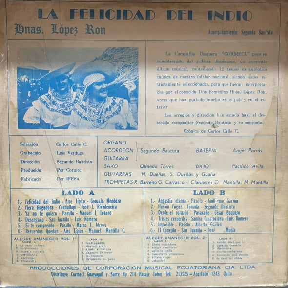 HNAS LOPEZ RON - LA FELICIDAD DEL INDIO LP (DE EPOCA)