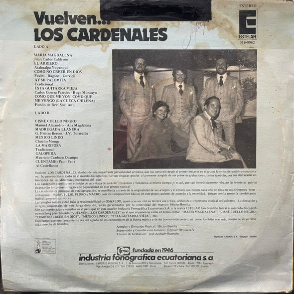 LOS CARDENALES - VUELVEN... LP (DE EPOCA)