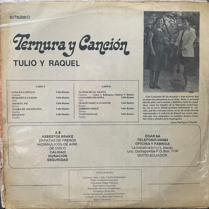 TULIO Y RAQUEL - TERNURA Y CANCION LP (DE EPOCA)